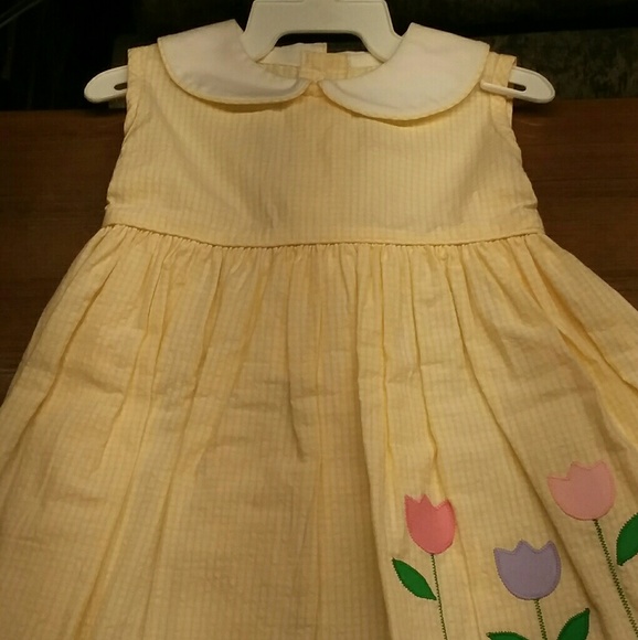 Vintage Betti Terell by Johnston Yellow Checked Multi Color Flower Dress 12mon. - Picture 2 of 7